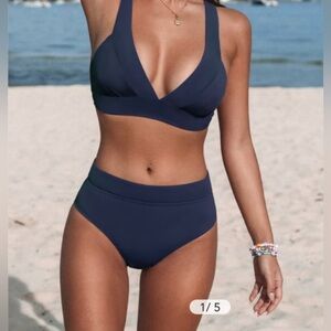Banded V neck bralette & high wasted bikini